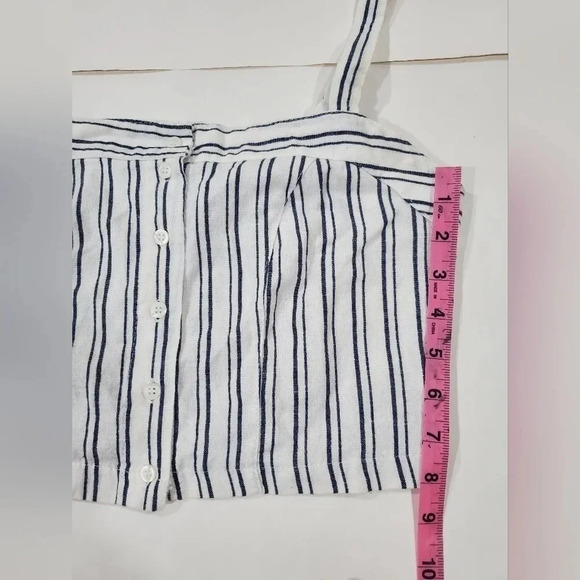Brandy Melville One Size Striped Button Front Crop Top Cotton/linen. - Picture 4 of 8